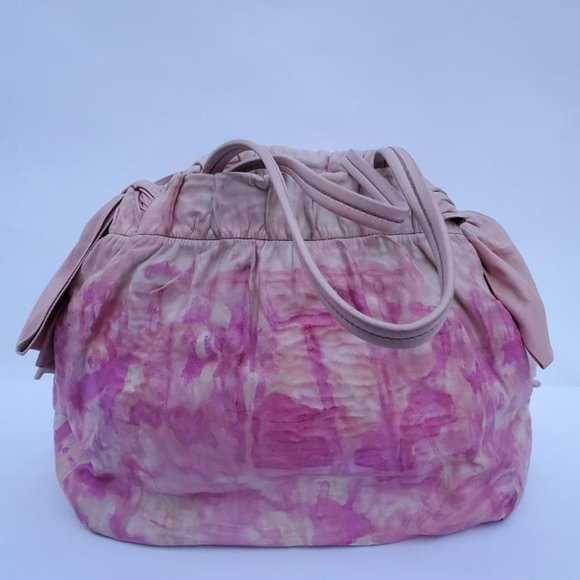 Prada nappa leather hobo bag beige peach ivory Pink double handle Tote tie dyed - Picture 2 of 16